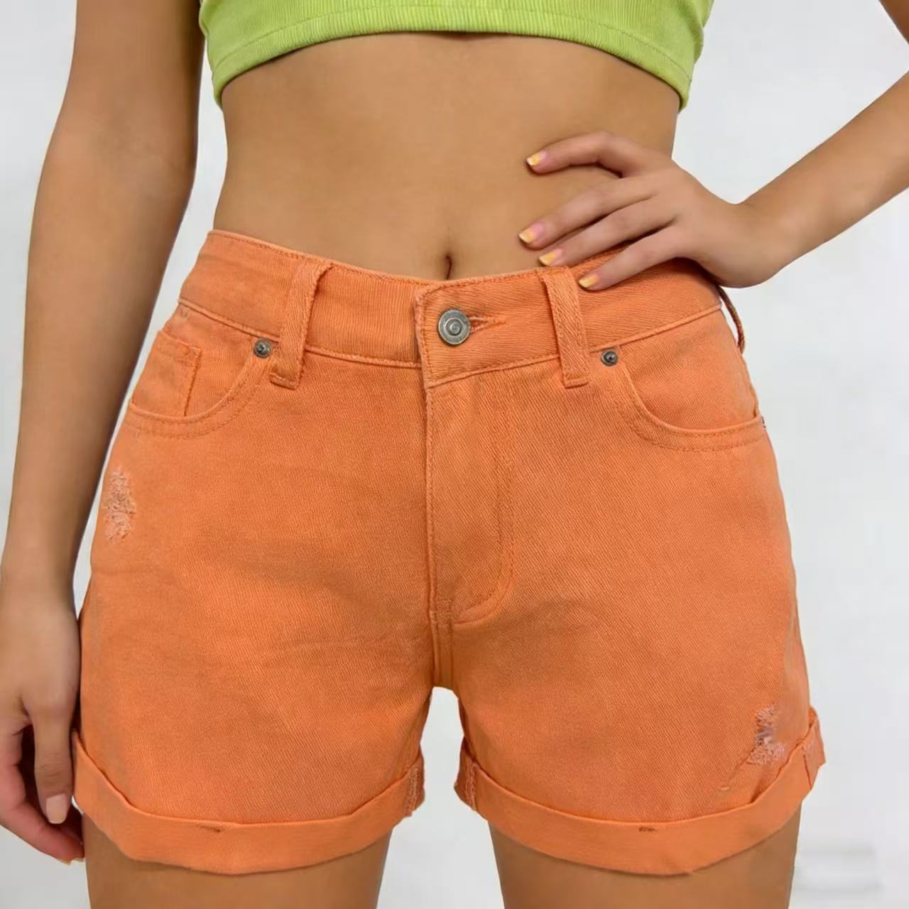 Shorts vaqueros casuales de estilo retro desgastado