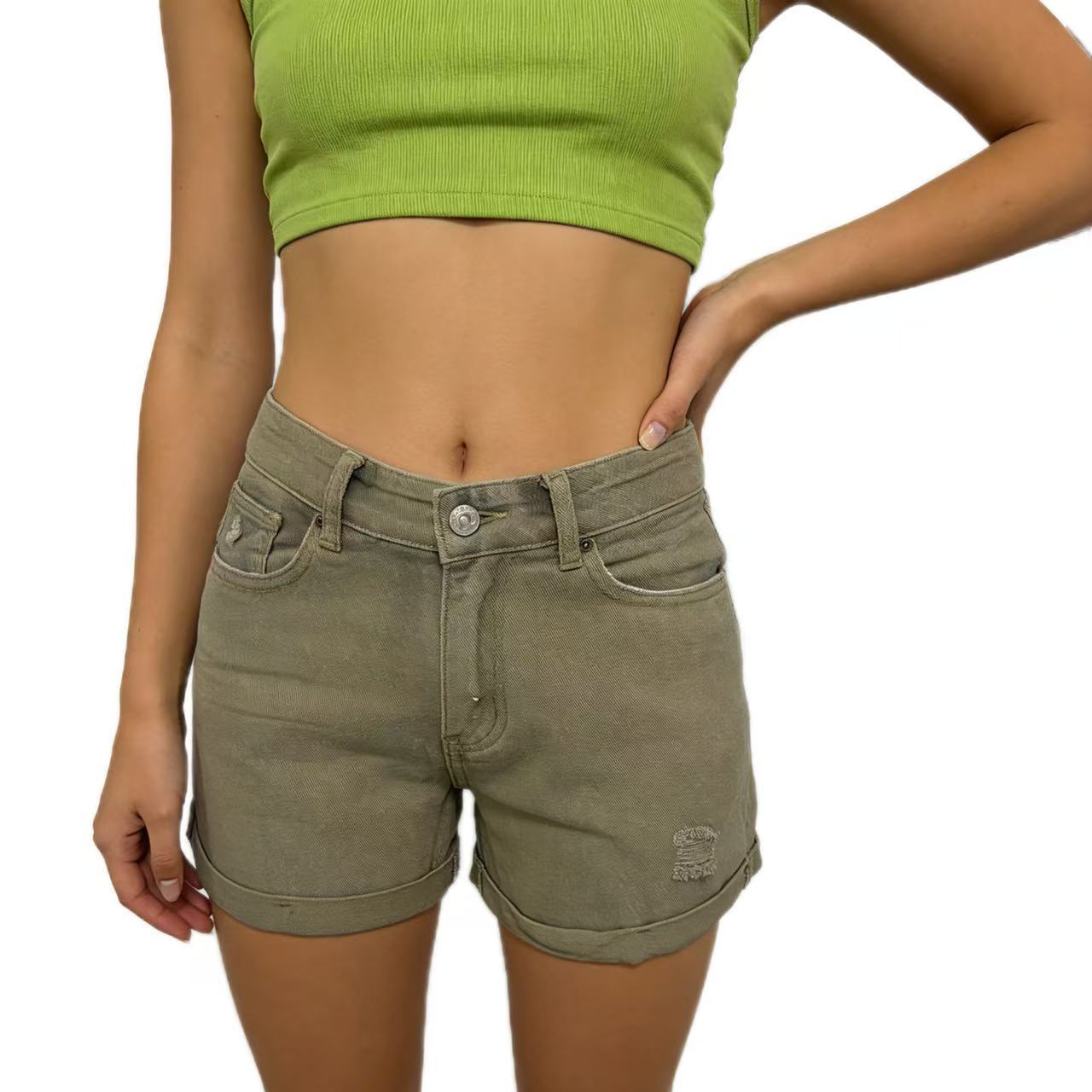 Shorts vaqueros casuales de estilo retro desgastado