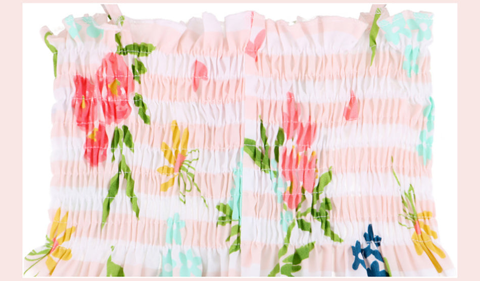 Vestido Princesa Bebé Niña Falda Mariposas Estampado Floral — Algodón