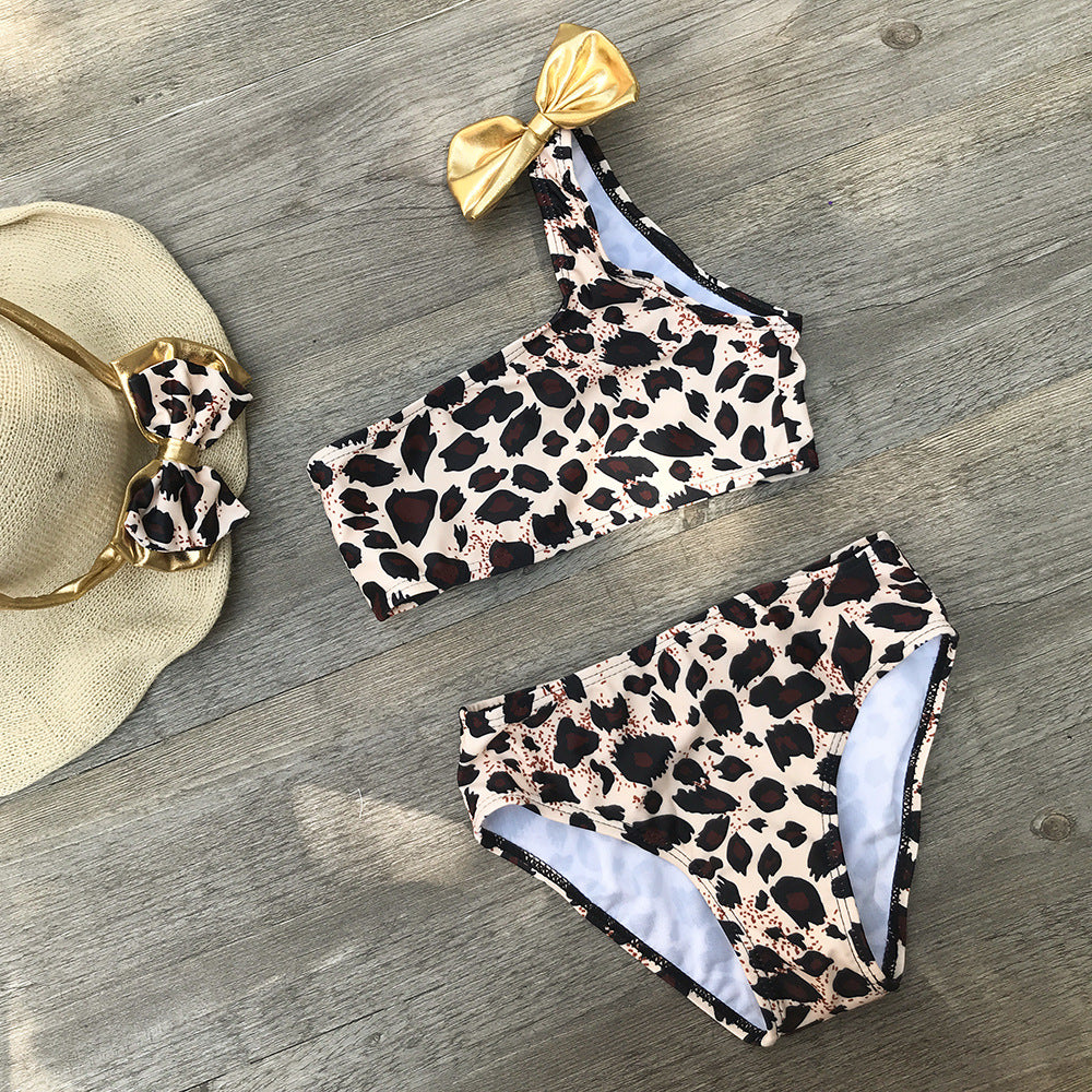 Bikini Tres Piezas Niñas Estampado Leopardo — Bañador Infantil