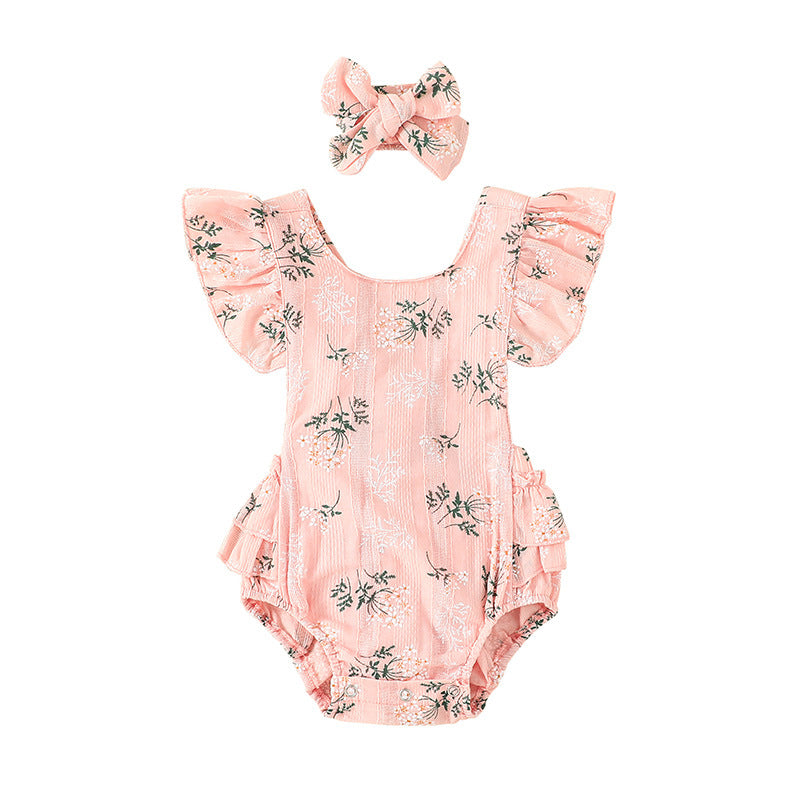 Pelele para Niña con Estampado y Lazo — Algodón Bebé