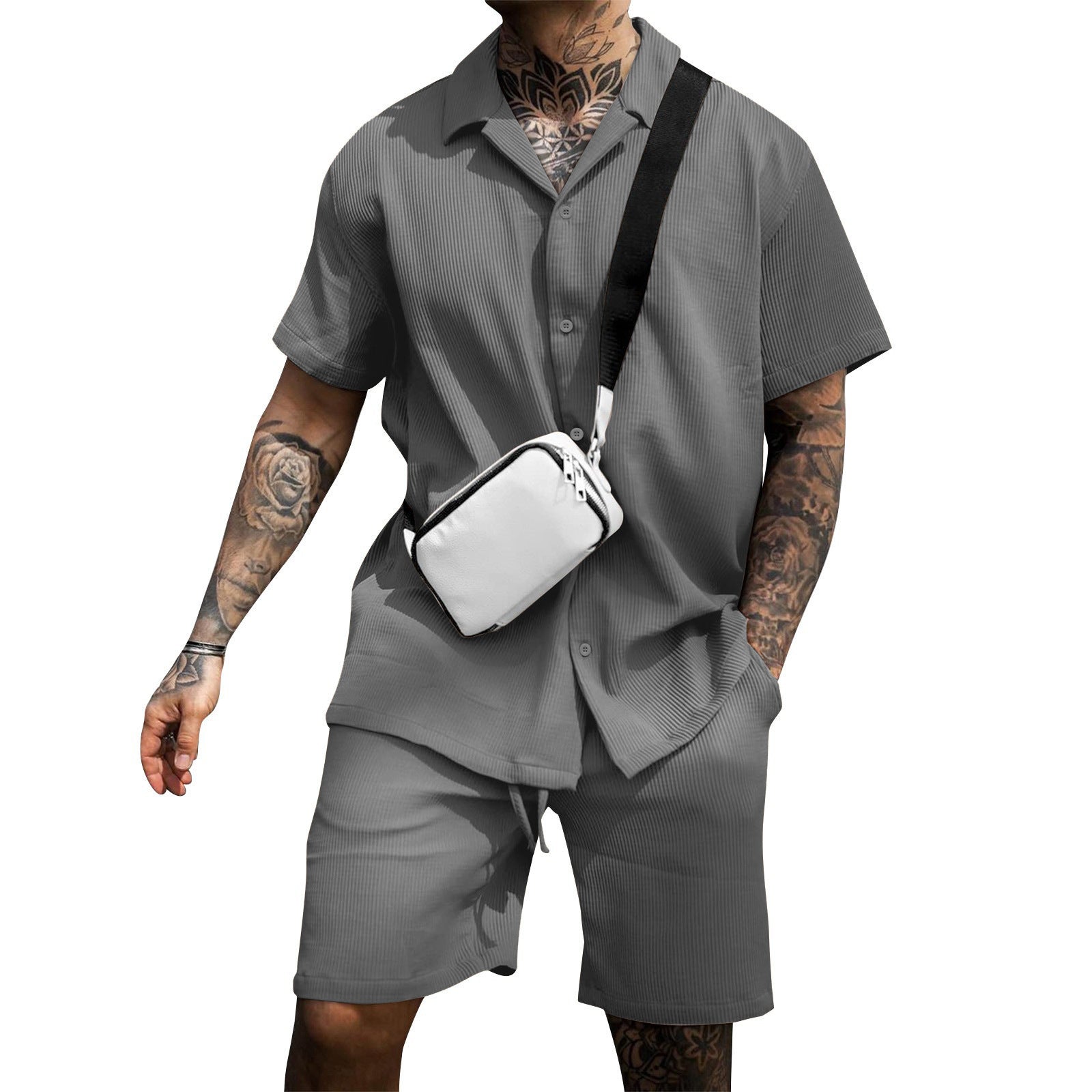 Traje de polo de manga corta para hombre, informal y cómodo.