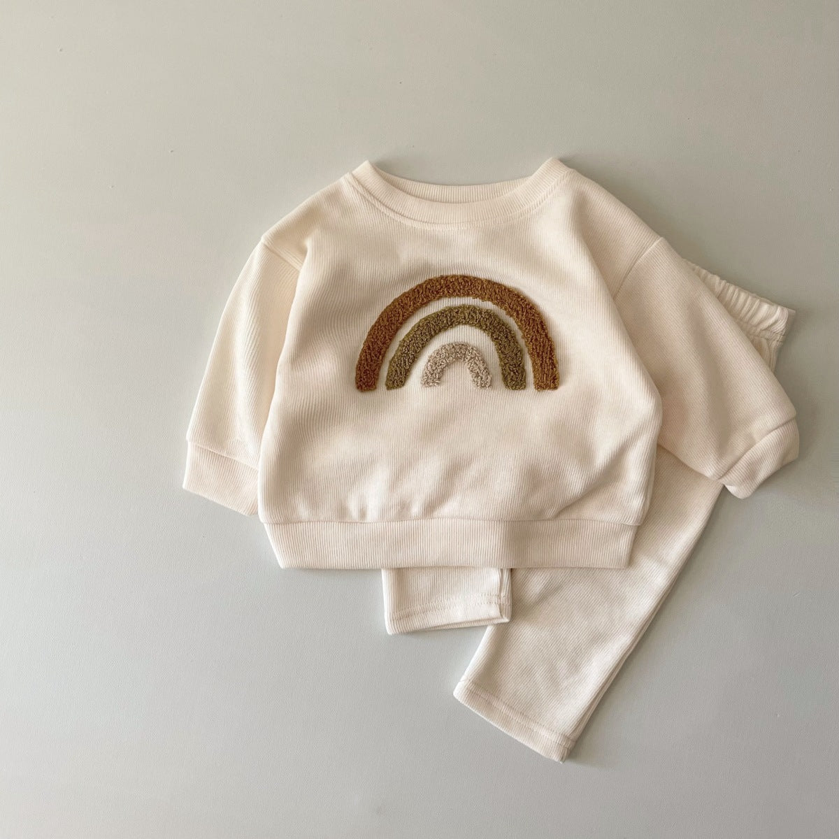 Newborn Baby Long Sleeve Two-Piece Set with Alphabet Embroidery, ideal for spring and autumn.