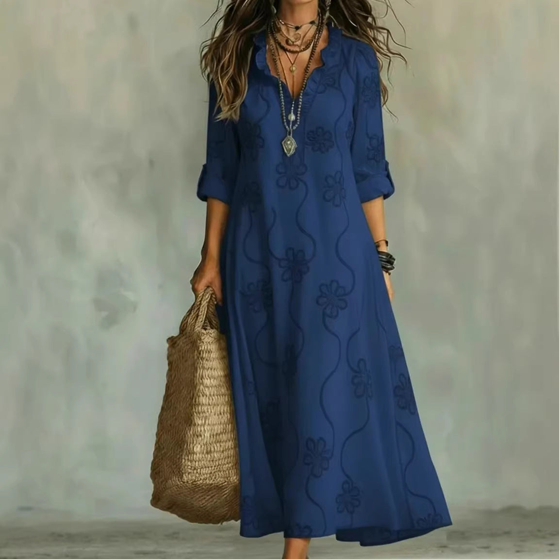Vestido bata informal holgado estampado