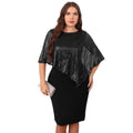 Vestido irregular de mujer de talla grande con parches y lentejuelas