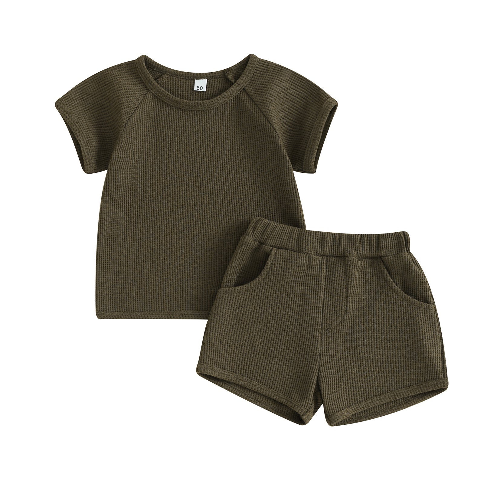 Conjunto Dos Piezas Bebé Manga Corta Tejido Gofrado — Casual