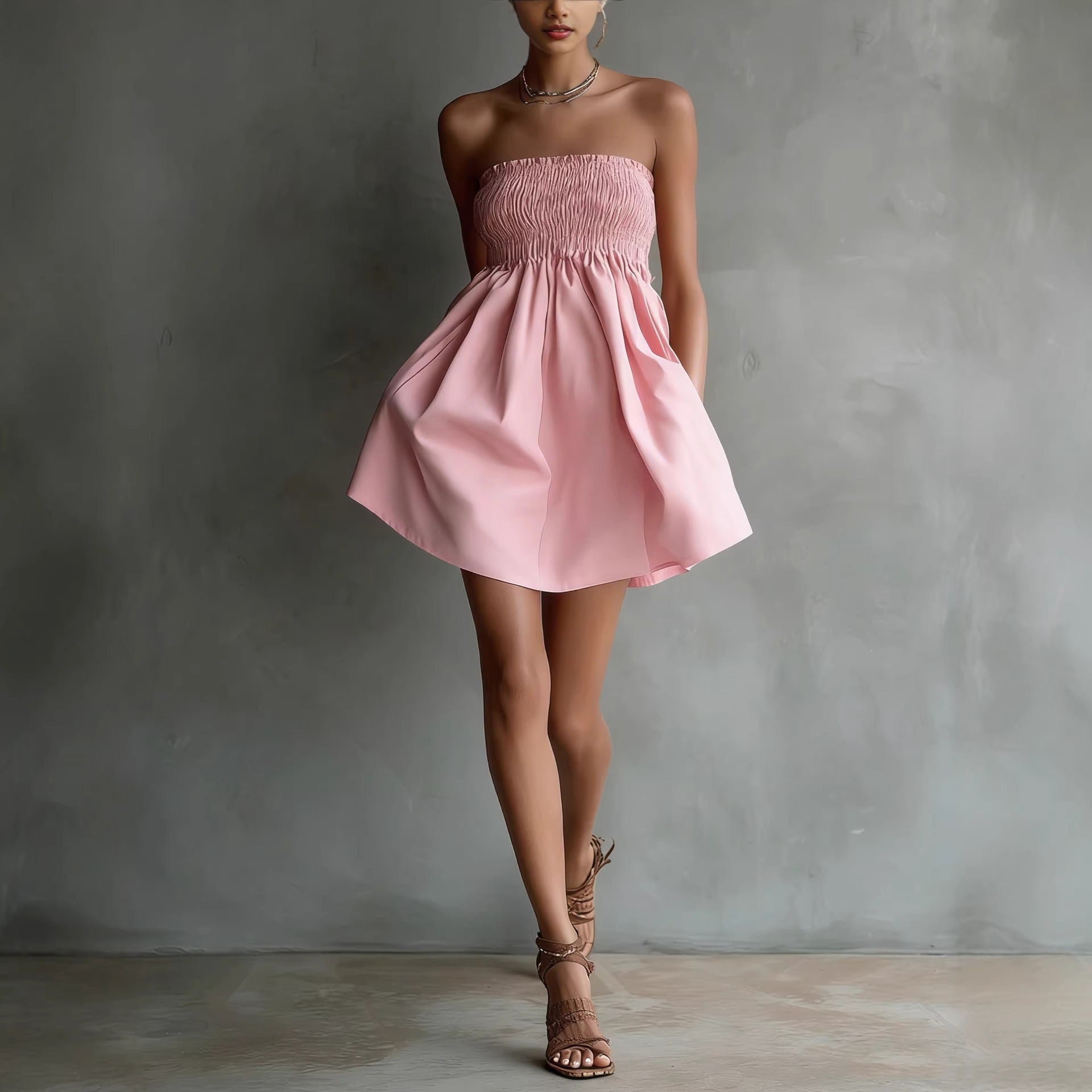 Women's Solid Color Strapless Tube Dress