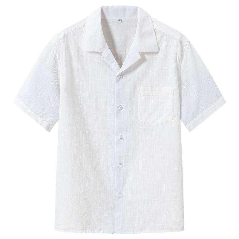 Camisa de manga corta de algodón transpirable con tejido de bambú para hombre