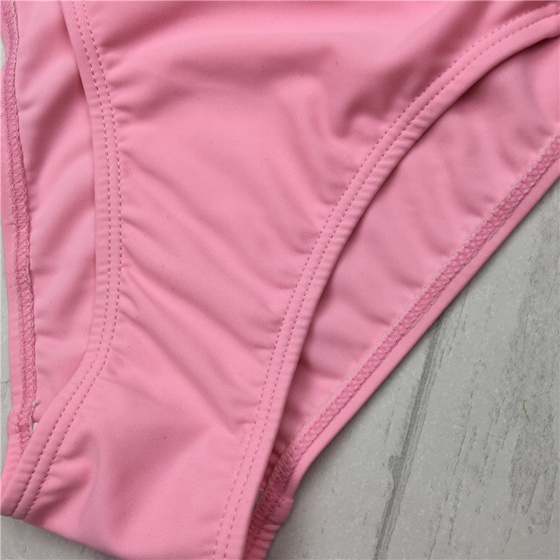 Bikinis con aberturas, bikini rosa sexy con tiras y escote halter, traje de baño para mujer, traje de baño para mujer