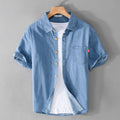 Camisa vaquera de manga corta de algodón para hombre, ideal para el verano.