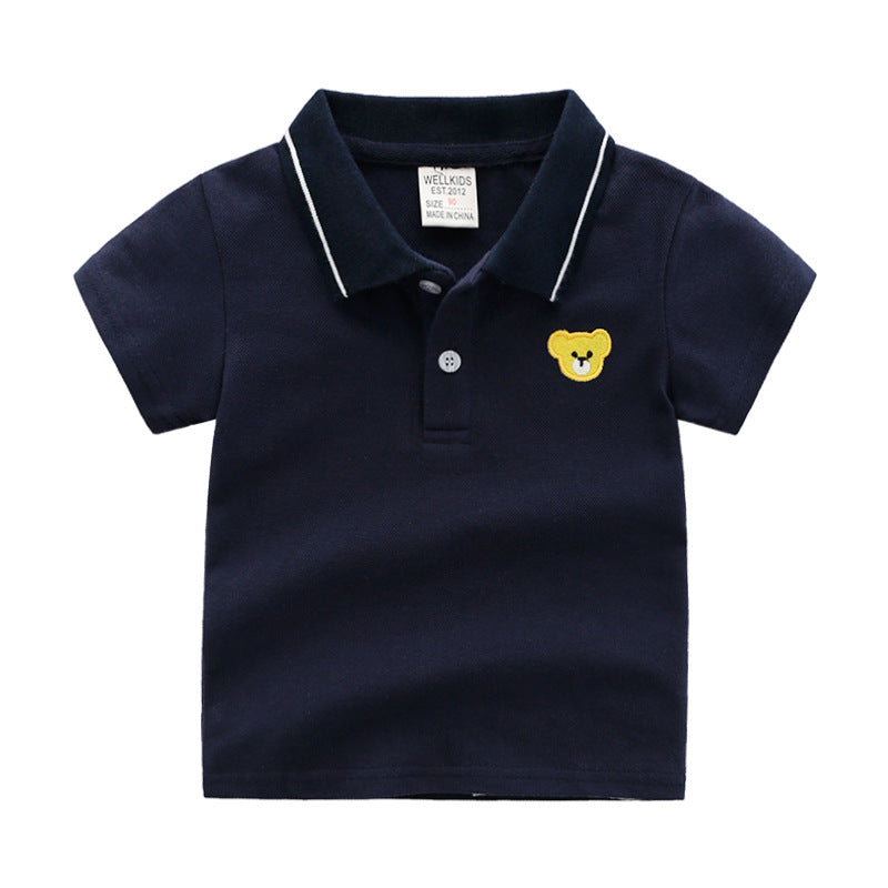 Polo Infantil de Manga Corta con Estampado de Dibujos Animados — Algodón