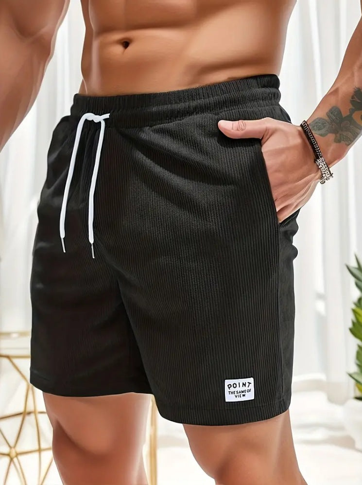 Pantalones cortos de hombre de color liso, con cordones, corte holgado y pierna recta para el verano