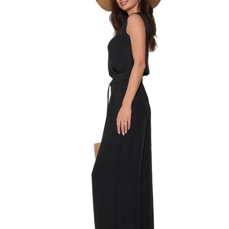 Conjunto de pantalón ancho sin mangas holgado e informal para mujer