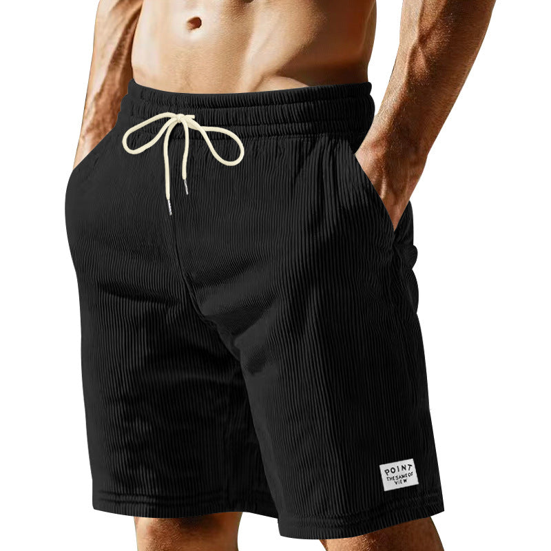 Pantalones cortos de hombre de color liso, con cordones, corte holgado y pierna recta para el verano