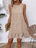 Women's Ruffle Summer Dress, Fashion, Loose, Sleeveless, Straight, Beachwear