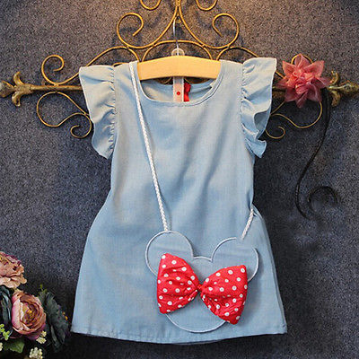 Vestido Vaquero con Lazo para Niña — Algodón Verano