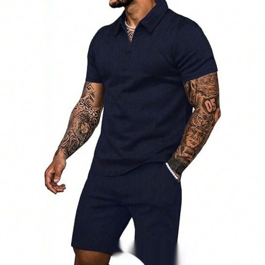 Conjunto Casual de Hombre a Rayas Dos Piezas