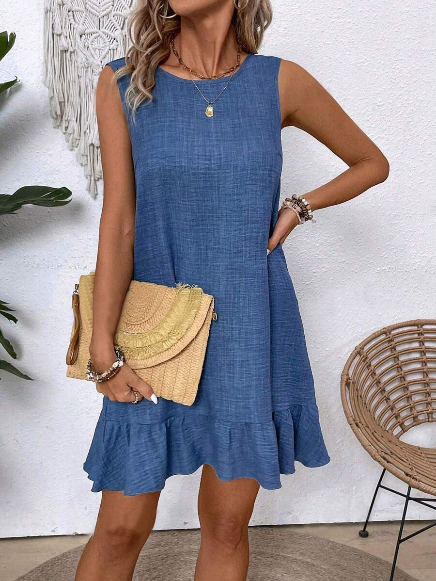 Vestido holgado informal estilo swing tipo camiseta para mujer