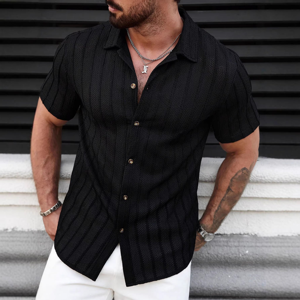 CAMISA DE CUELLO EN V PARA HOMBRES