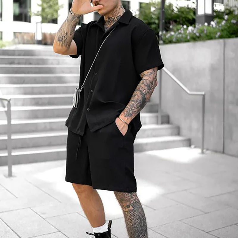 Traje de polo de manga corta para hombre, informal y cómodo.