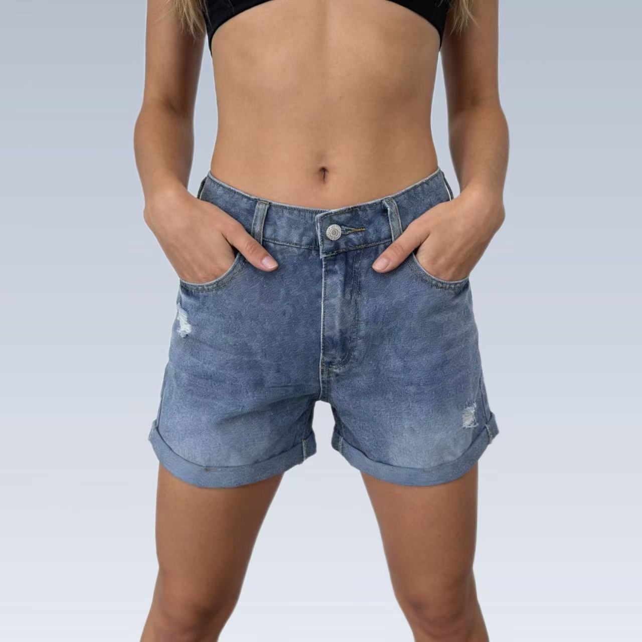 Shorts vaqueros casuales de estilo retro desgastado