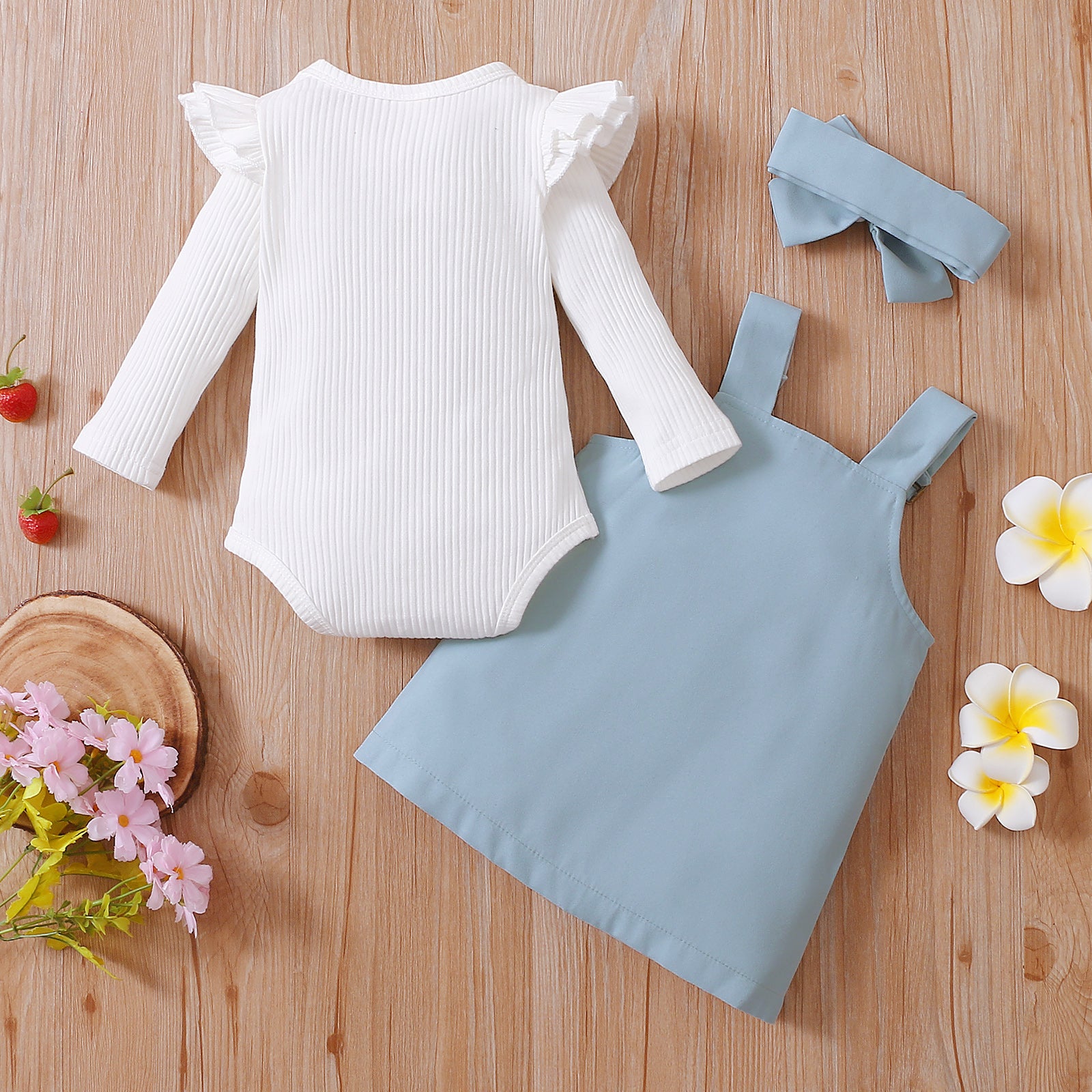 Newborn Baby Girl Fall Clothes Set, Solid Color Long Sleeve