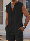 Conjunto deportivo informal sin mangas para hombre con cuello redondo