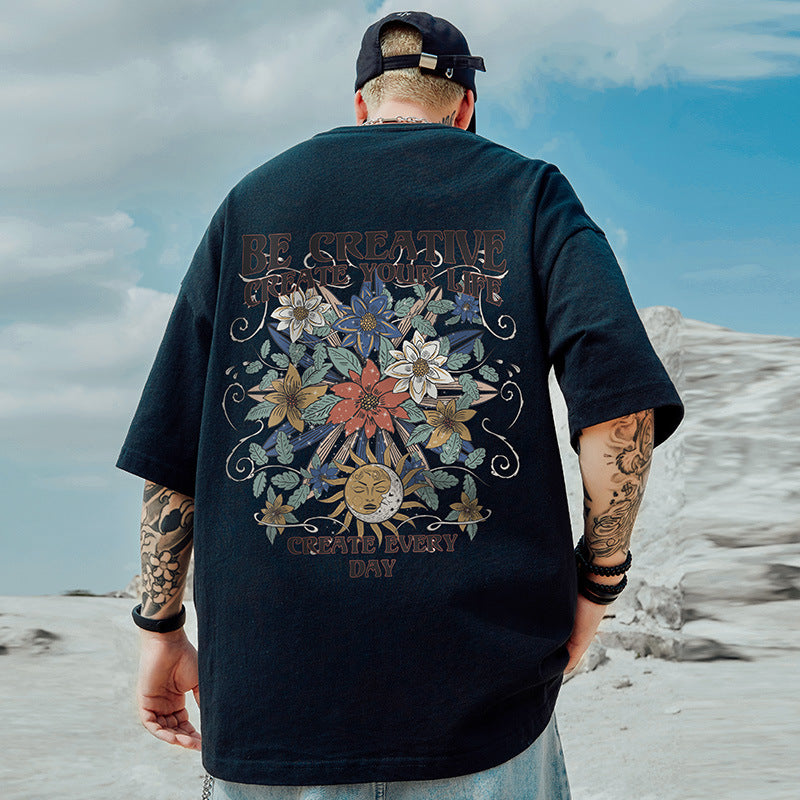 CAMISETA DE MANGA CORTA DE ALGODON CON ESTAMPADO