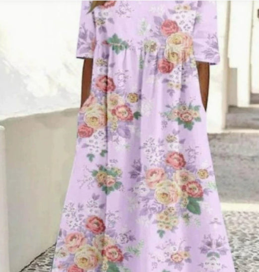 Vestido de corte amplio con estampado digital a la moda