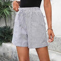 Pantalones cortos casuales de mujer con cintura elástica y rayas