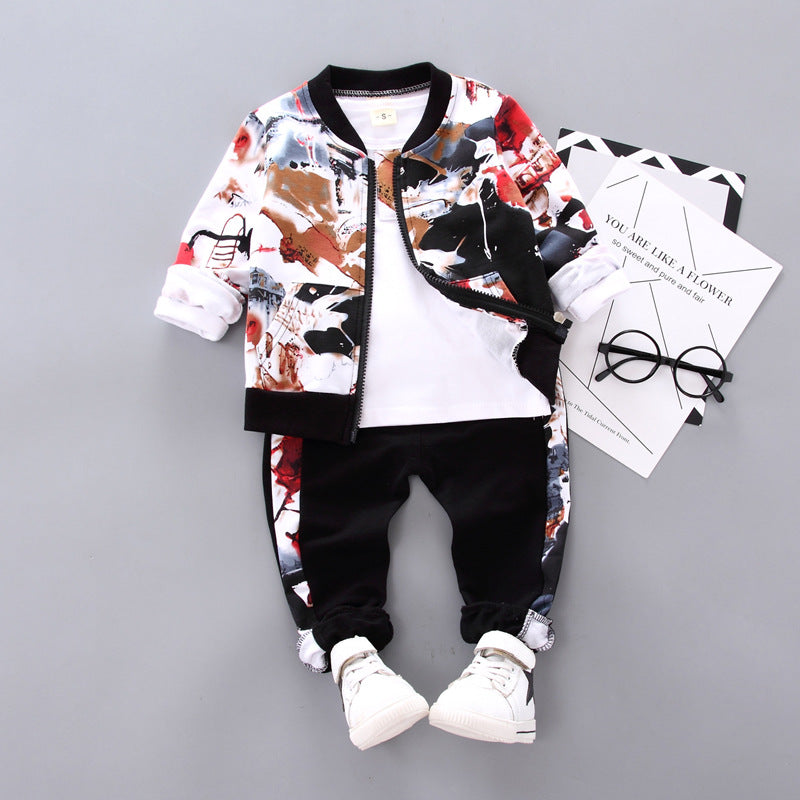 Conjunto de niño de tres piezas con manga larga — estilo coreano