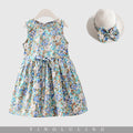 Conjunto de 2 Piezas para Niña: Vestido y Gorro de Algodón