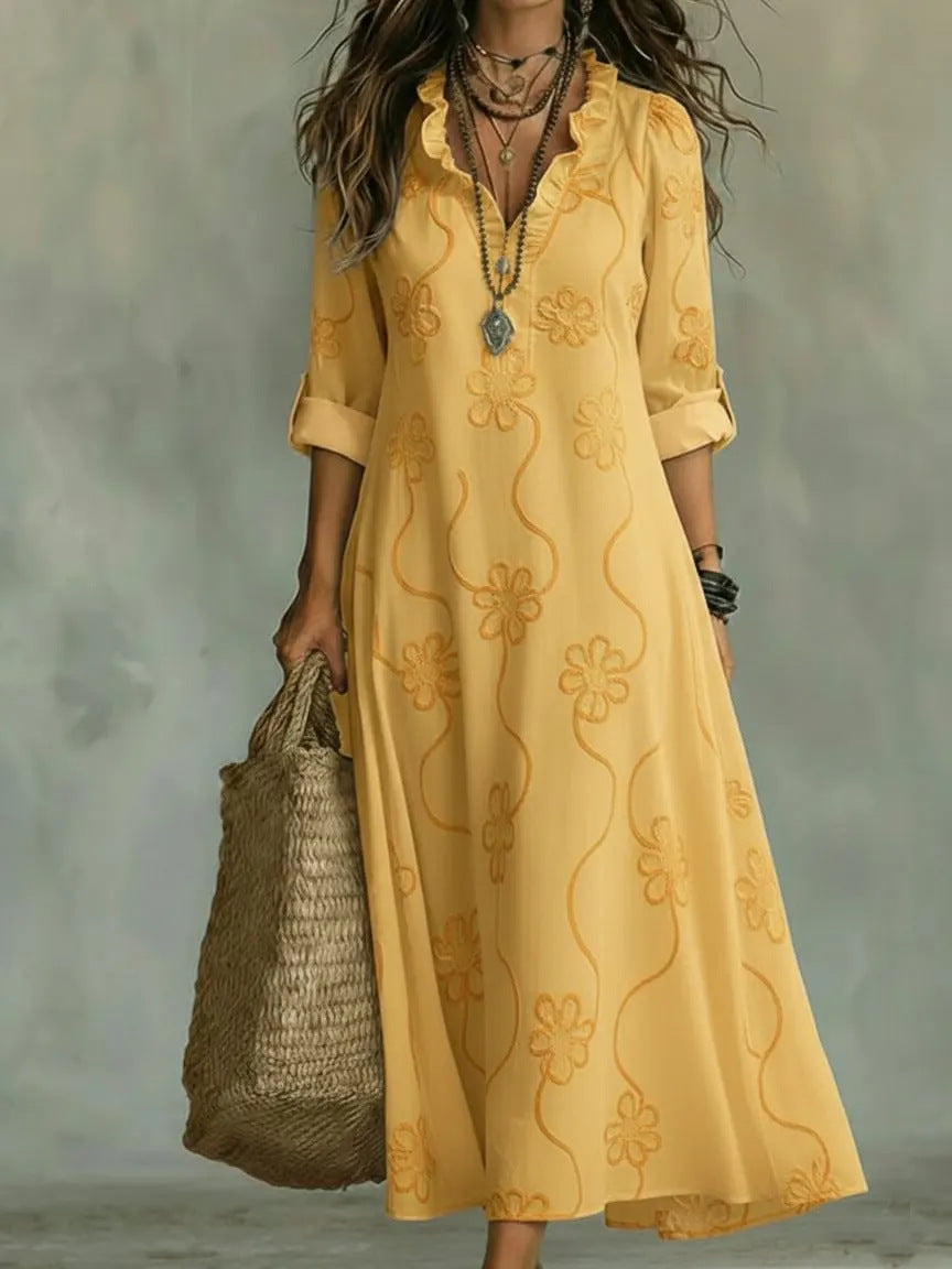 Vestido bata informal holgado estampado