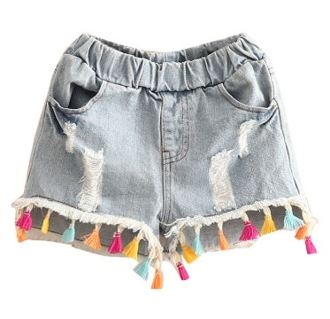 Pantalones cortos vaqueros niña — denim verano tallas 110–160 cm
