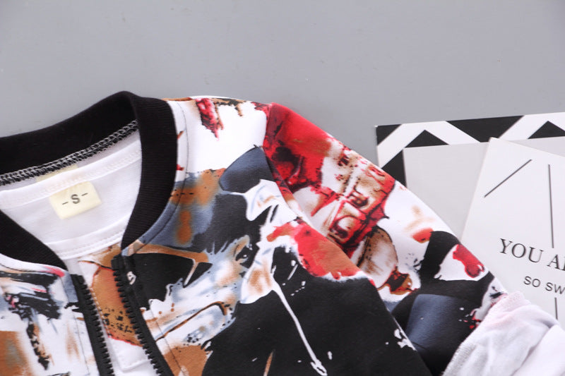Conjunto de niño de tres piezas con manga larga — estilo coreano