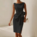 Sleeveless midi dress with bow