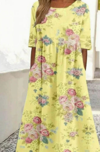 Vestido de corte amplio con estampado digital a la moda