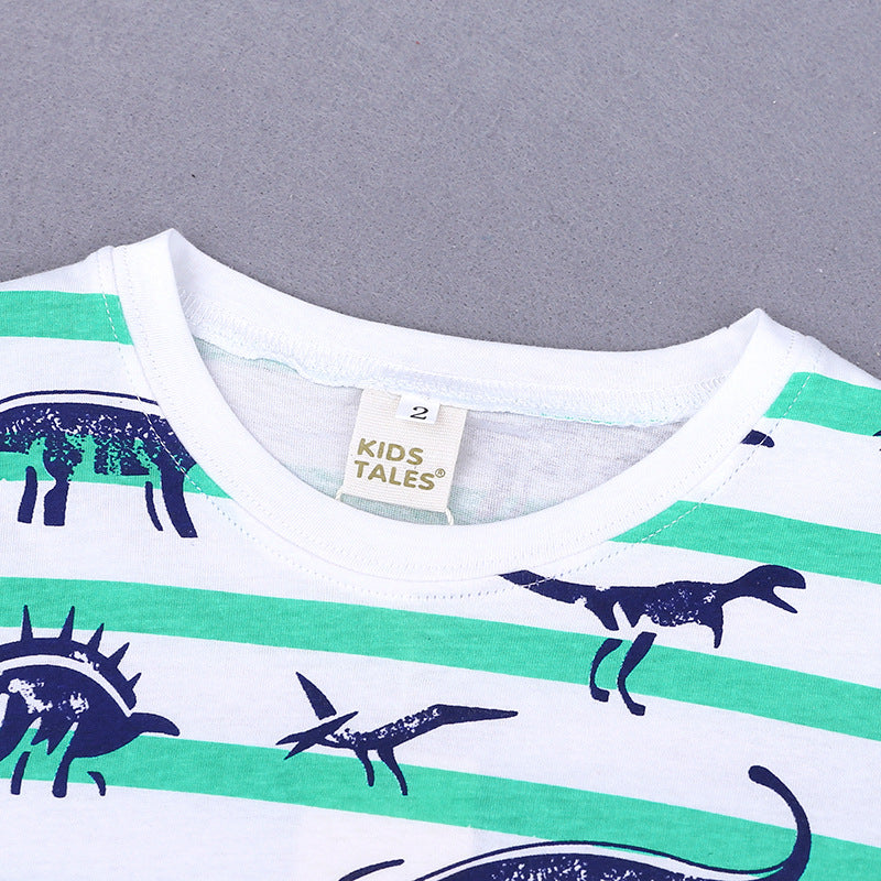 Conjunto de Dos Piezas con Estampado de Dinosaurios para Niño — Algodón Verano