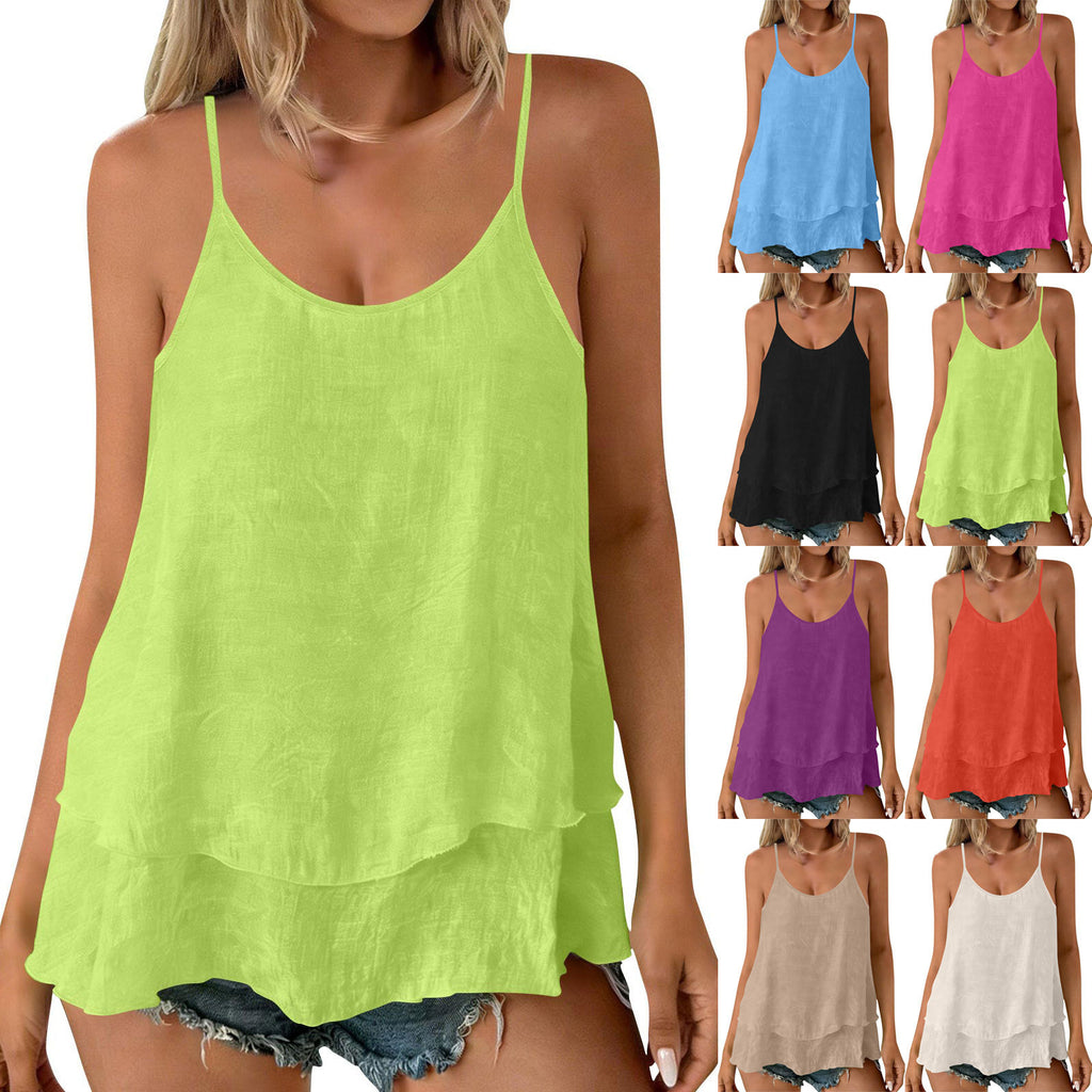 Camiseta informal sin tirantes de doble capa