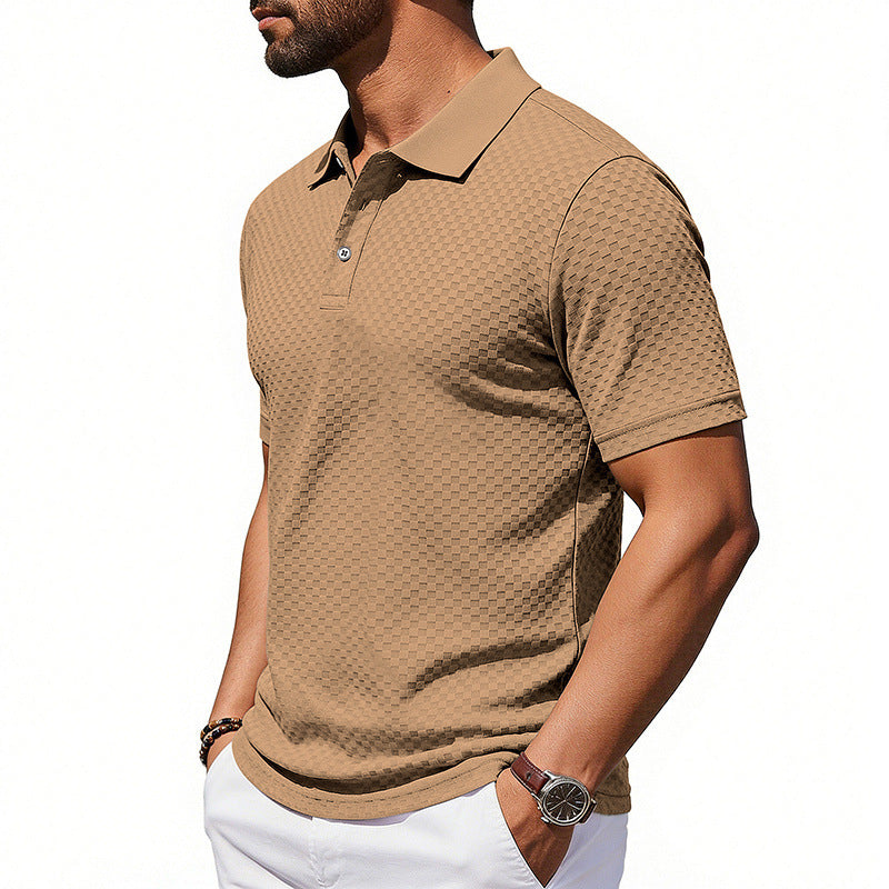 Polo de cuadros para hombre, transpirable