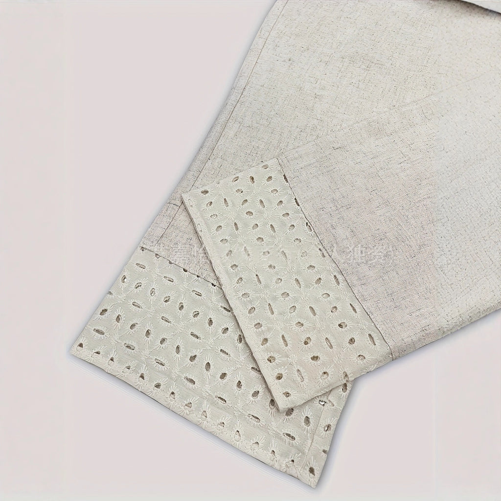Pantalones cortos de cintura elástica con encaje bordado y patchwork,