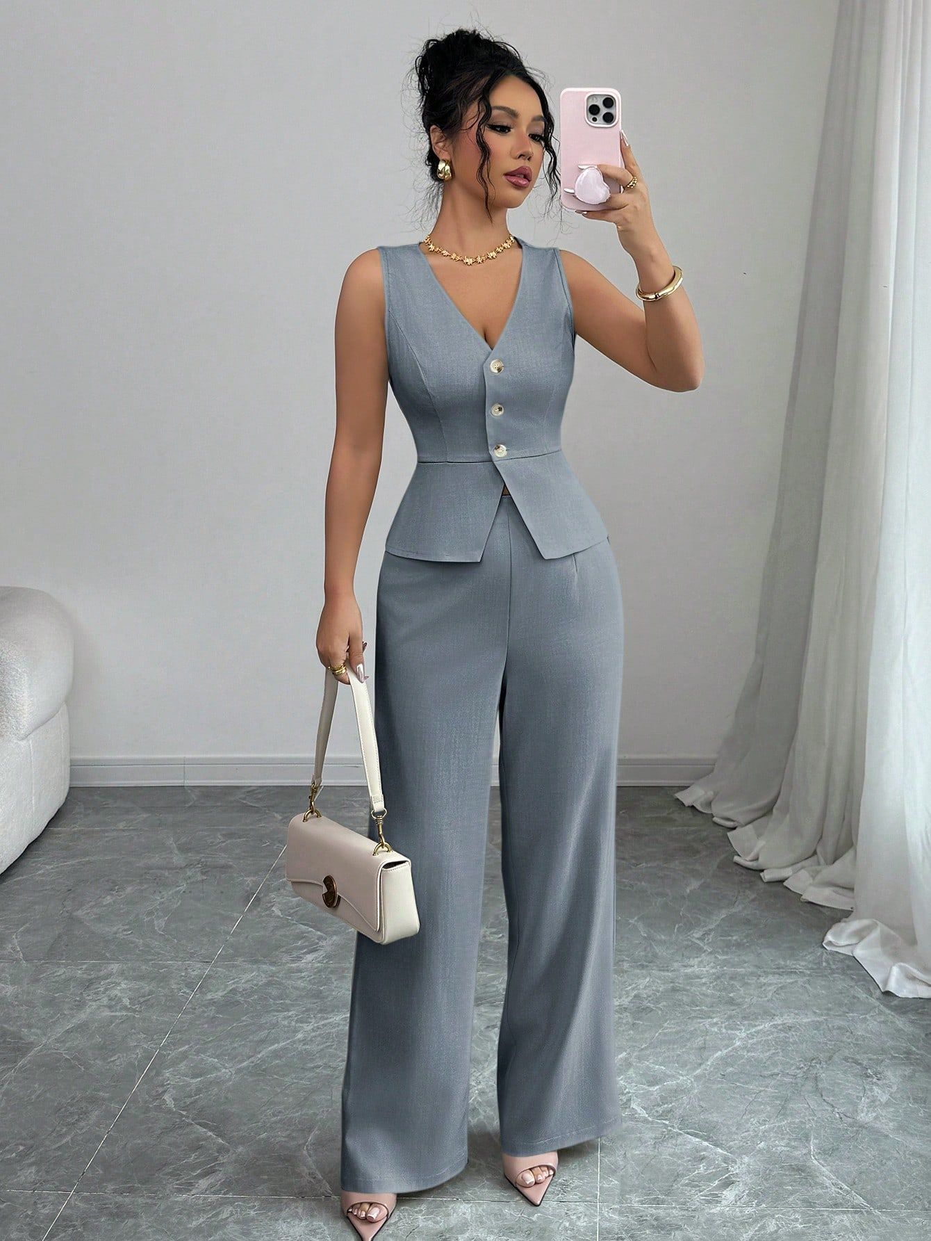 Conjunto Mujer Dos Piezas Pantalón Pata Ancha
