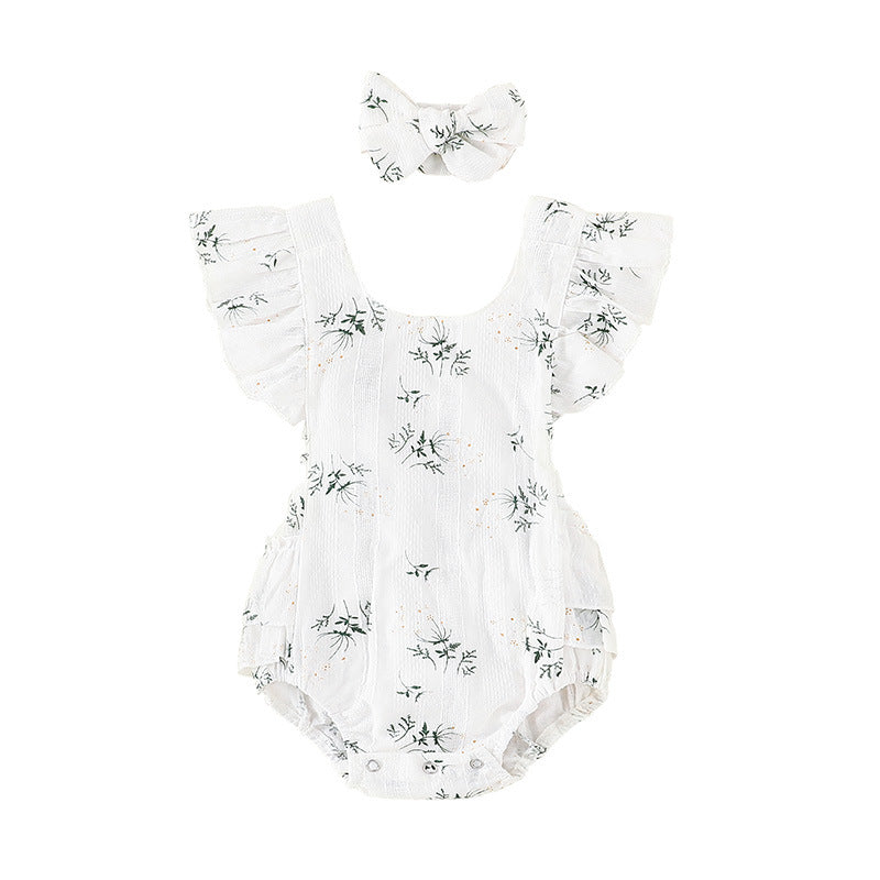 Pelele para Niña con Estampado y Lazo — Algodón Bebé