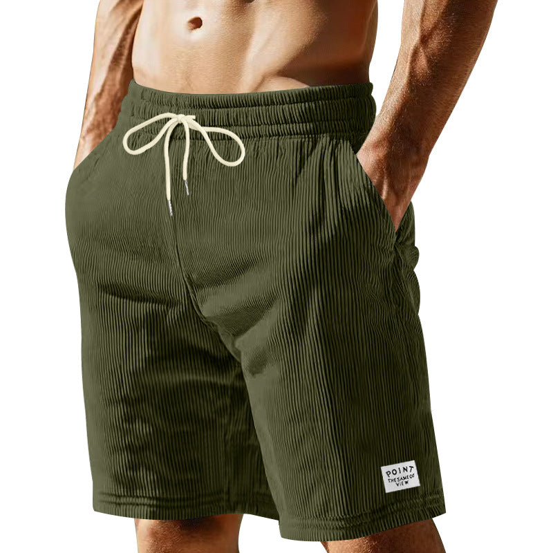 Pantalones cortos de hombre de color liso, con cordones, corte holgado y pierna recta para el verano