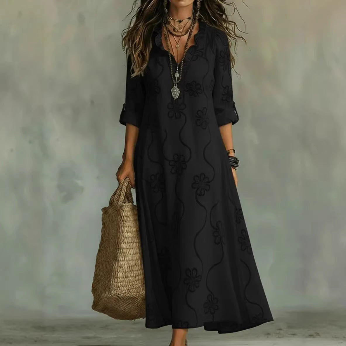 Vestido bata informal holgado estampado