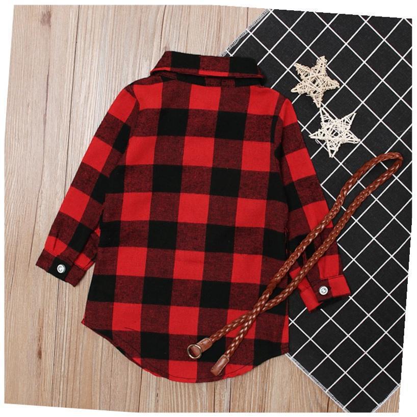 Vestido Rojo de Cuadros con Cinturón para Niña 1-3 Años