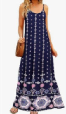 Vestido largo de verano estilo bohemio con escote en V y sin mangas