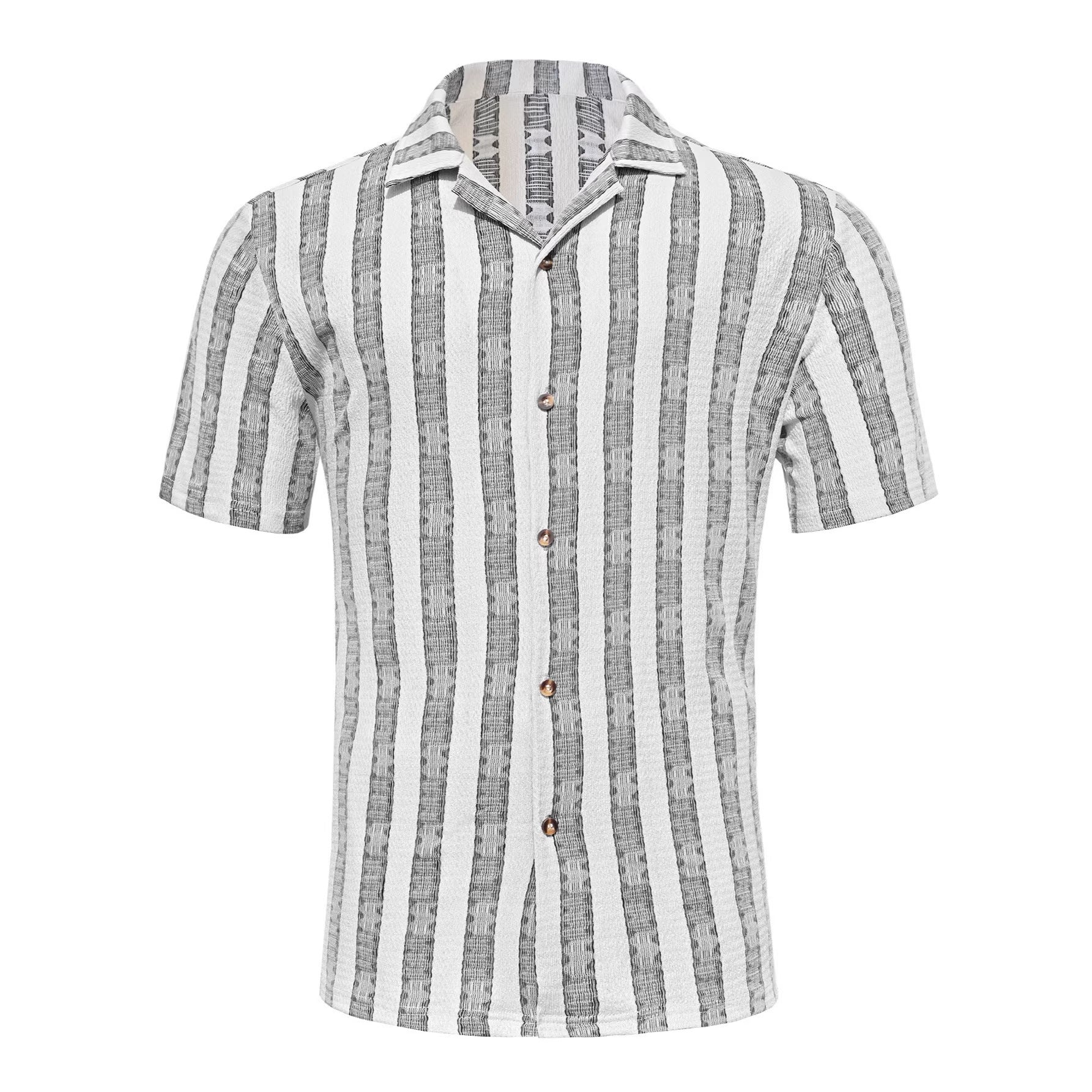 Conjunto informal de camisa y pantalón corto holgado para hombre, ideal para vacaciones.