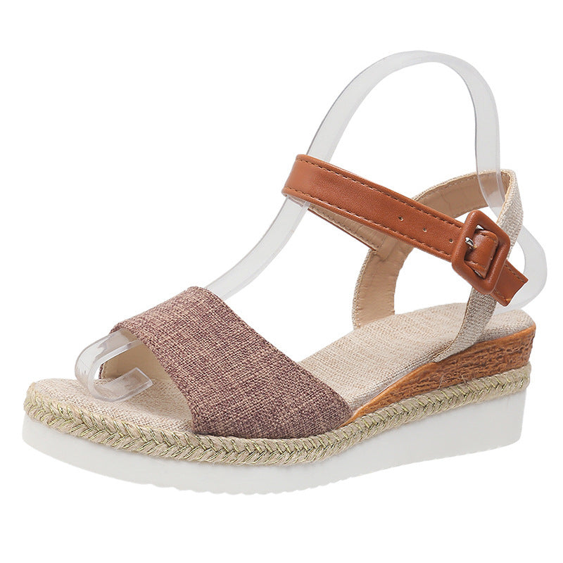 Sandalias de Cuña Informales con Tira en el Tobillo