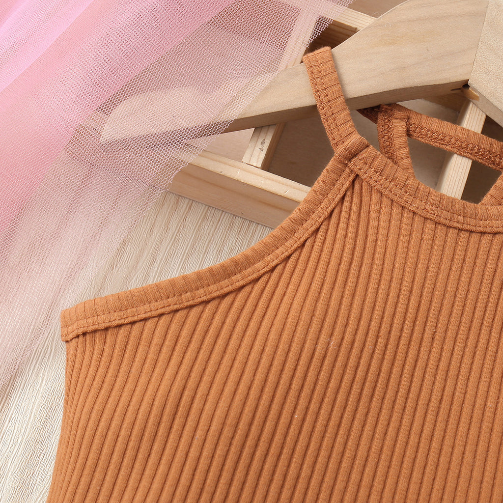 Conjunto de Dos Piezas para Niña: Jersey sin Mangas y Pantalón Vaquero